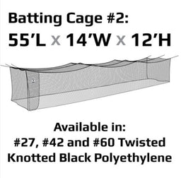 #2 SOFTBALL NET #27 BLACK POLYETHYLENE, W/ REPAIR KIT AND PITCHER'S BACKDROP