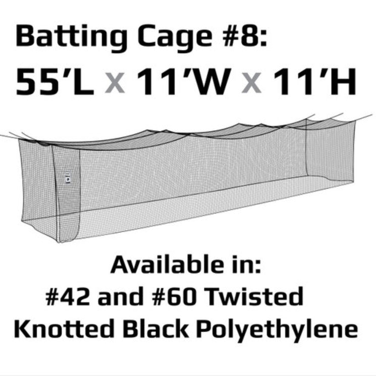Filet de softball d'arrière-cour n° 8 en polyéthylène noir n° 42, avec A0010, N8060