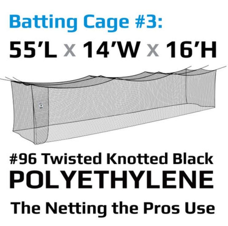 Filet de softball n° 3 - Slowpitch n° 96 en polyéthylène noir