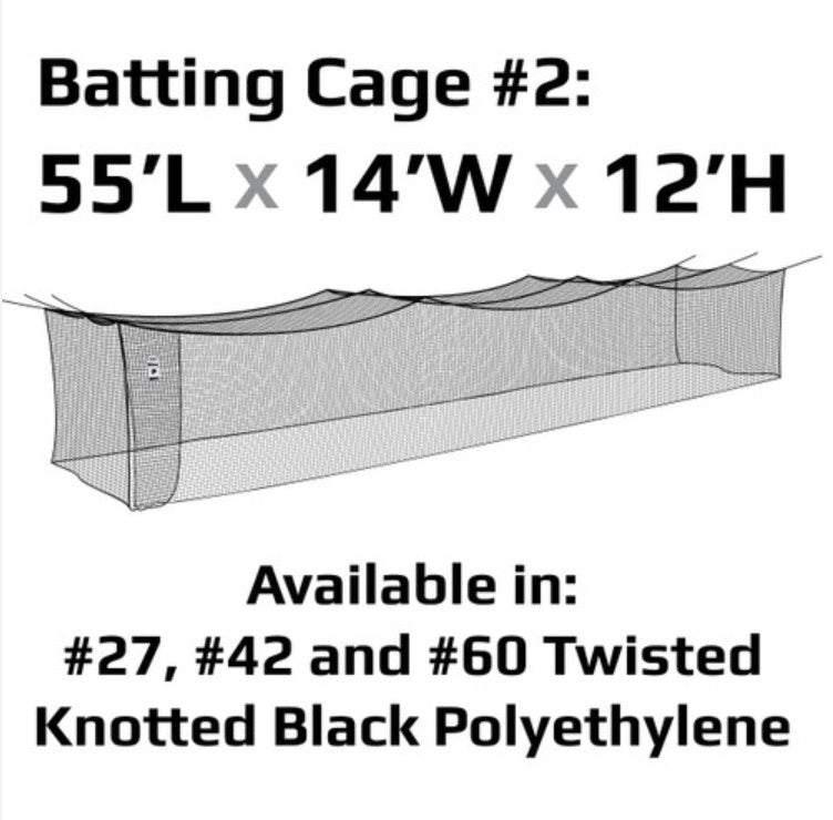 #2 SOFTBALL NET #27 BLACK POLYETHYLENE, W/ REPAIR KIT AND PITCHER'S BACKDROP