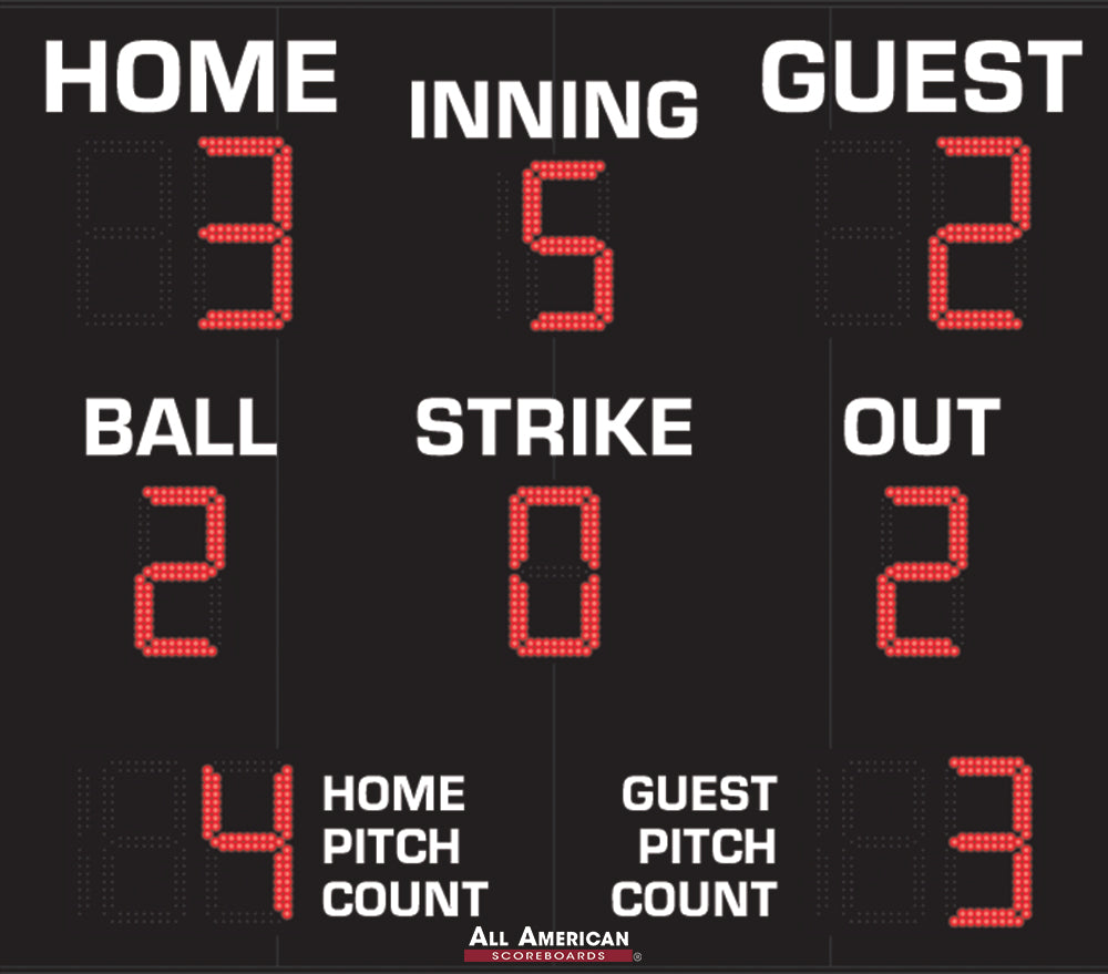 BA9086PC - 7'x8' Scoreboard With Pitch Count