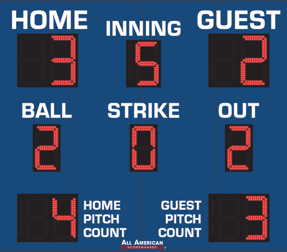 BA9086PC - 7'x8' Scoreboard With Pitch Count