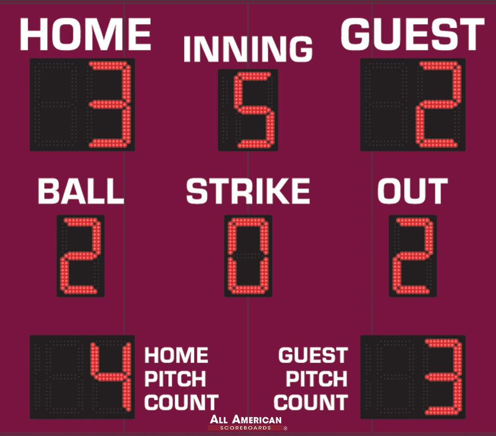 BA9086PC - 7'x8' Scoreboard With Pitch Count