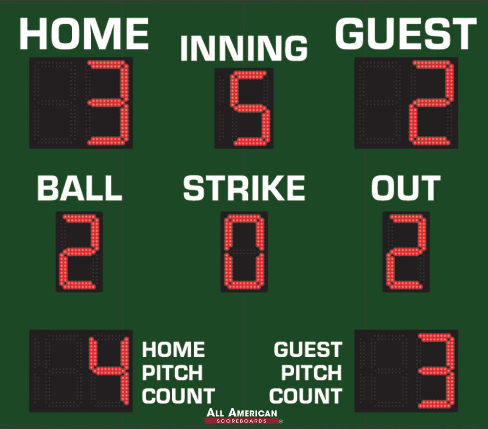 BA9086PC - 7'x8' Scoreboard With Pitch Count