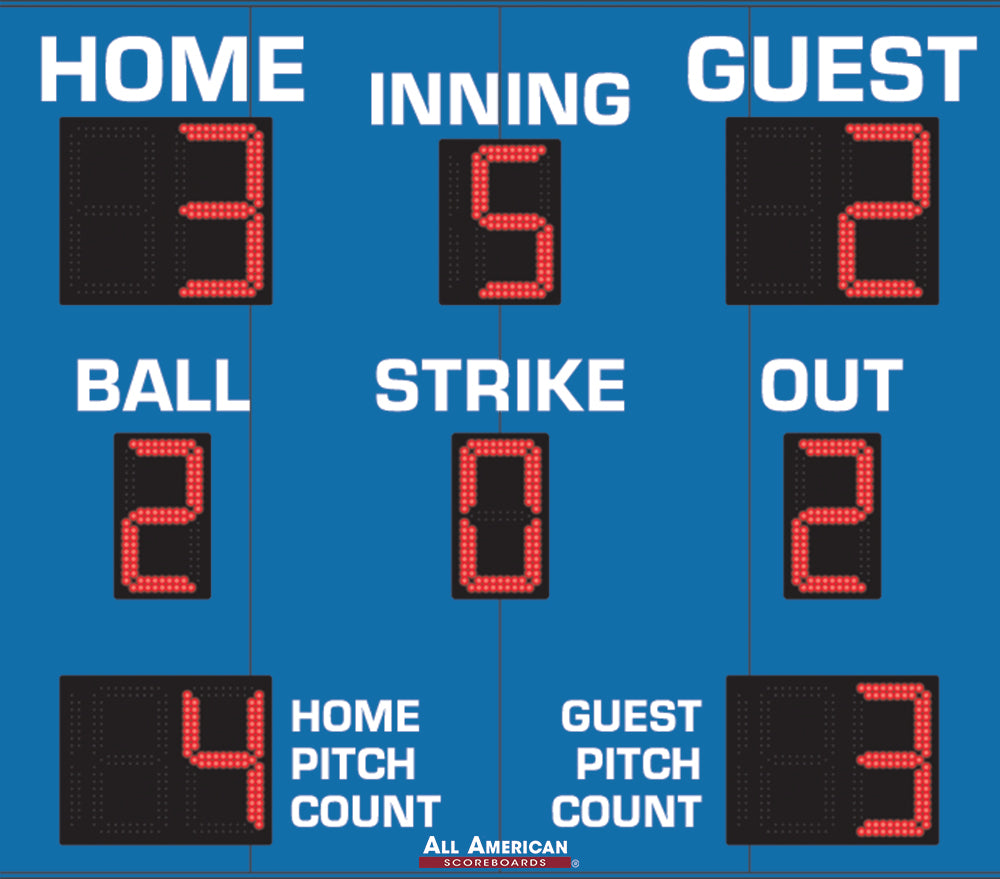 BA9086PC - 7'x8' Scoreboard With Pitch Count