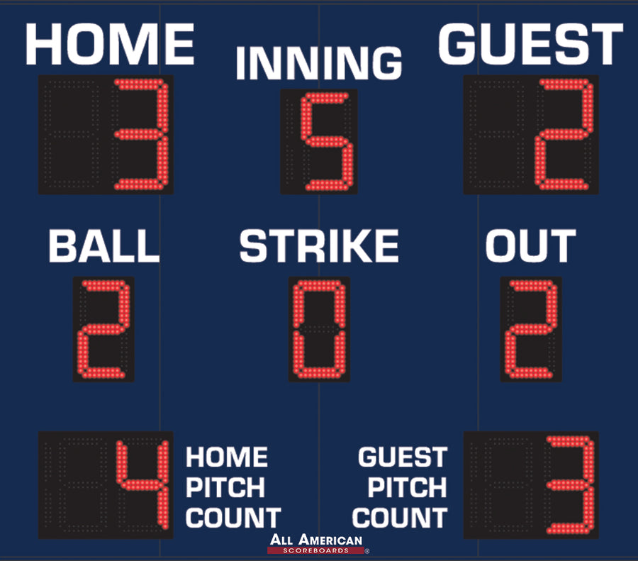 BA9086PC - 7'x8' Scoreboard With Pitch Count