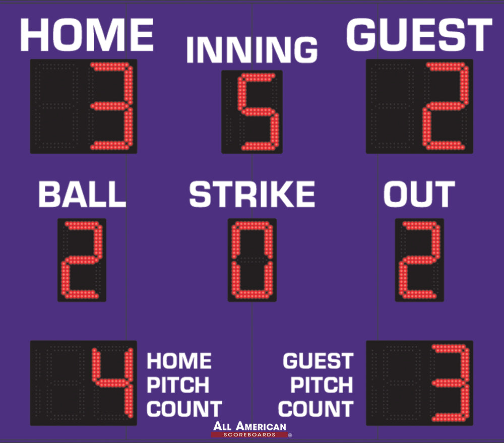 BA9086PC - 7'x8' Scoreboard With Pitch Count