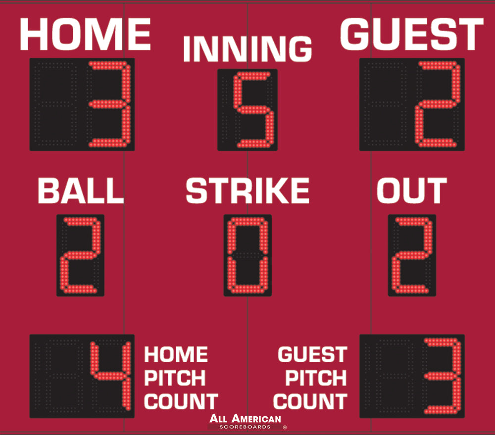 BA9086PC - 7'x8' Scoreboard With Pitch Count