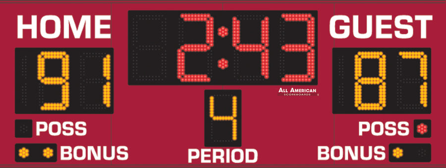 BASKETBALL SCOREBOARD 2'x6' 9000 SERIES Basic