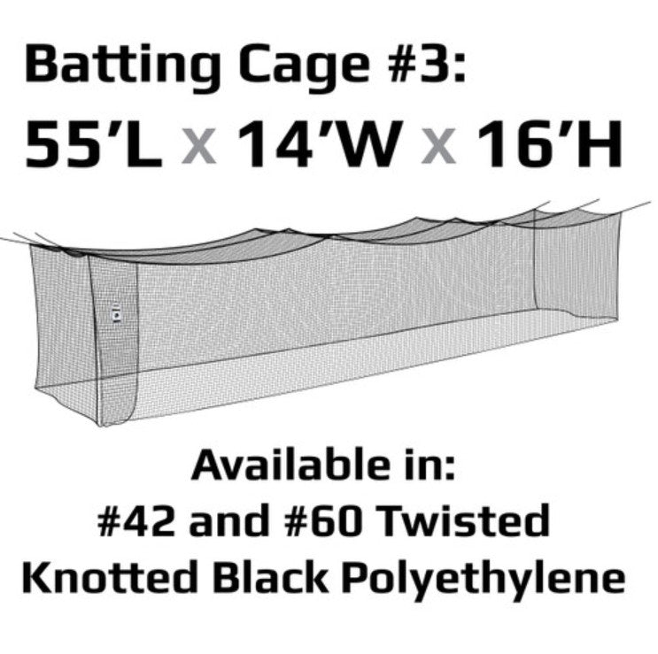 #3 SOFTBALL NET - SLOWPITCH #42 BLACK POLYETHYLENE, W/A0010, N8060