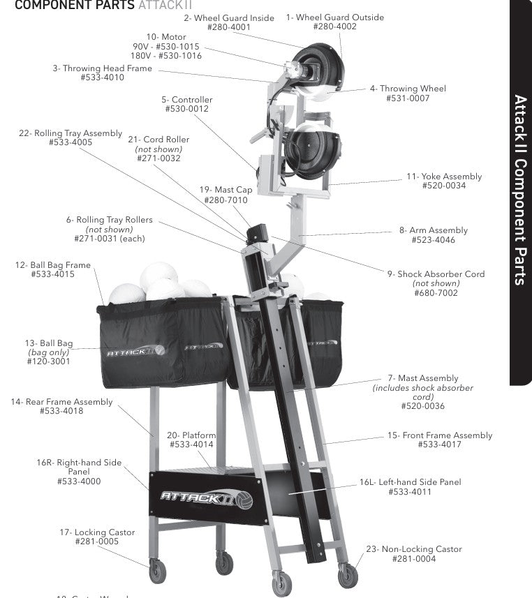Caster, 5” Locking (AV, A2V) - Volleyball Attack, Attack II Machines